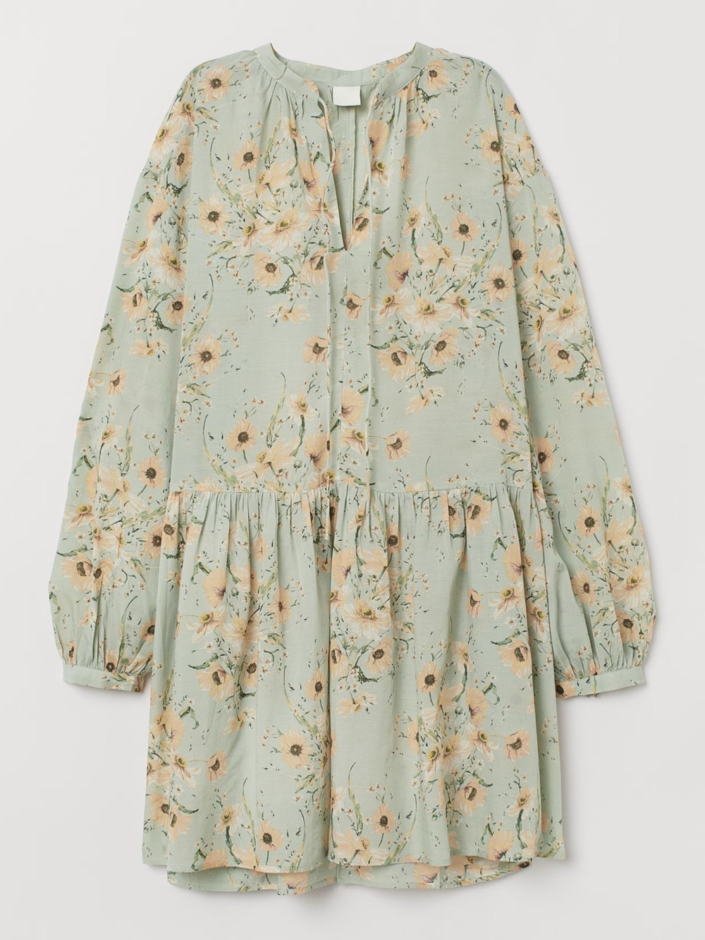H&M conscious collection spring 2019 floral balloon sleeve oversized dress